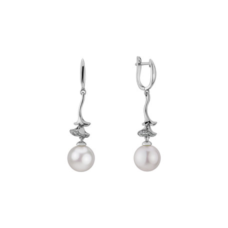 Diamond earrings with Pearl Molteia