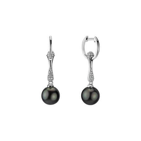 Diamond earrings with Pearl Alastia