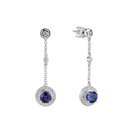 Diamond earrings with Tanzanite Space Opera