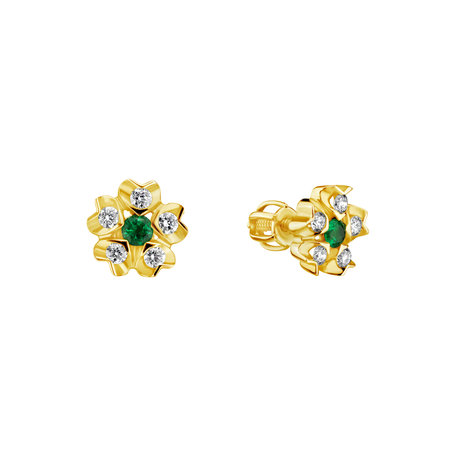 Diamond earrings with Emerald Asters