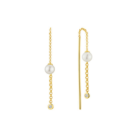 Diamond earrings with Pearl Ocean Deity