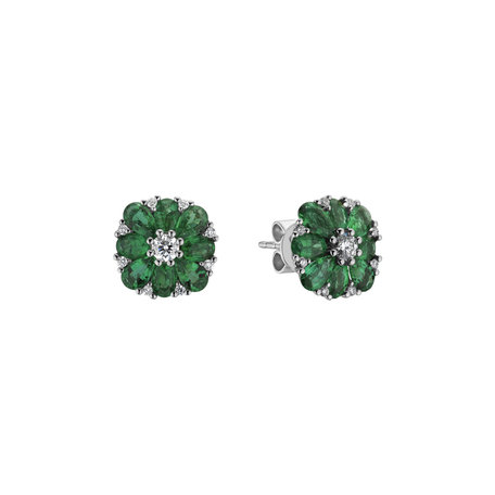 Diamond earrings and Emerald Simple Delight