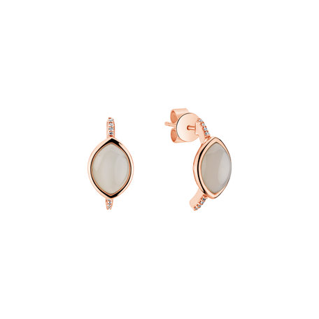 Diamond earrings with Moonstone Misty Dream