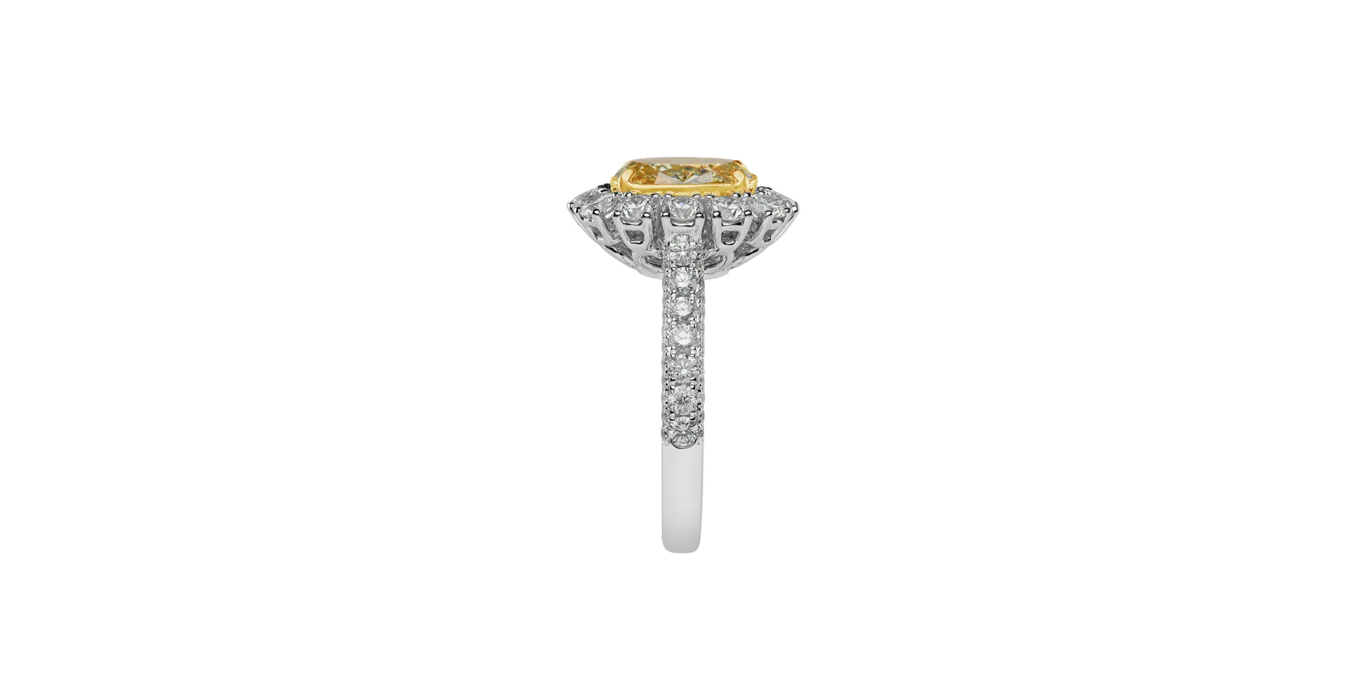 Ring with yellow diamonds and white diamonds Bright Sunrise