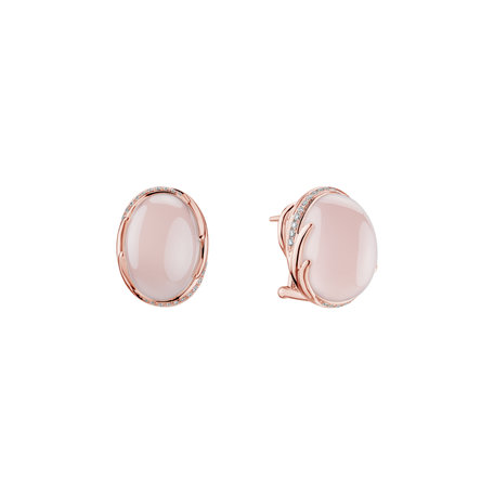 Diamond earrings with Rose Quartz Olearia