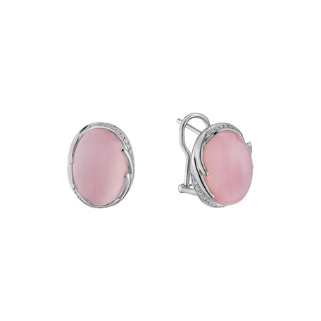 Diamond earrings with Rose Quartz Mystic Blossom