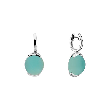 Diamond earrings with Chalcedony Bubble Blossom