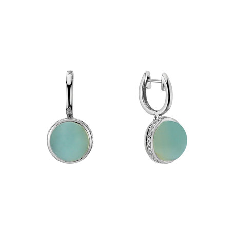 Diamond earrings with Chalcedony Mellow Blossom