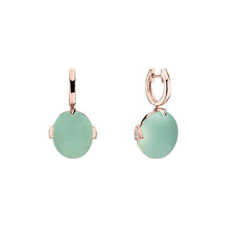 Diamond earrings with Chalcedony Shining Grace