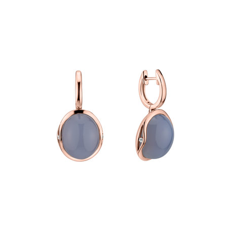 Diamond earrings with Chalcedony Fairytale Drop