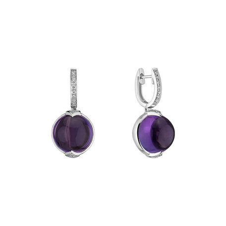 Diamond earrings with Amethyst Fairy Blossom