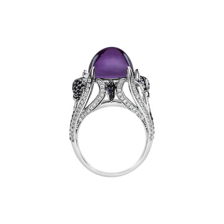 Diamond ring with Amethyst and Sapphire Fascinating Ladyship