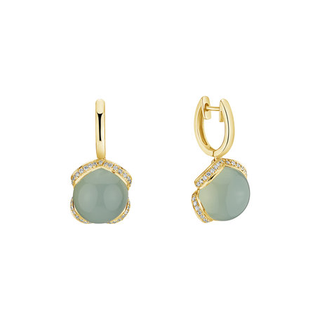 Diamond earrings with Chalcedony Rainbow Wish