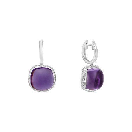 Diamond earrings with Amethyst Mystic Drop