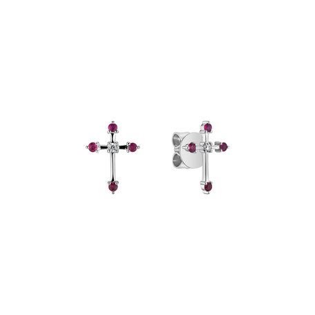 Diamond earrings and Ruby Passion Cross