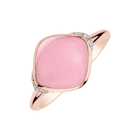 Diamond ring with Rose Quartz Pomp Treasure