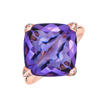 Diamond ring with Amethyst Pharaon Gem