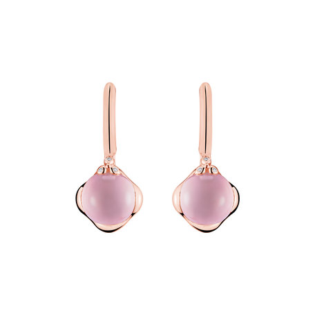 Diamond earrings with Rose Quartz Rising Andromeda