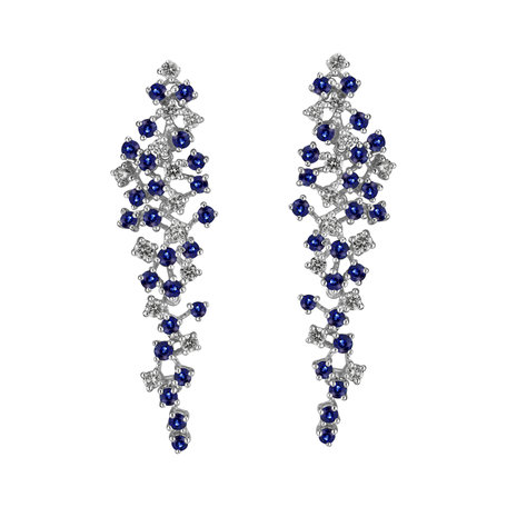 Diamond earrings and Sapphire Sparkling Waterfall