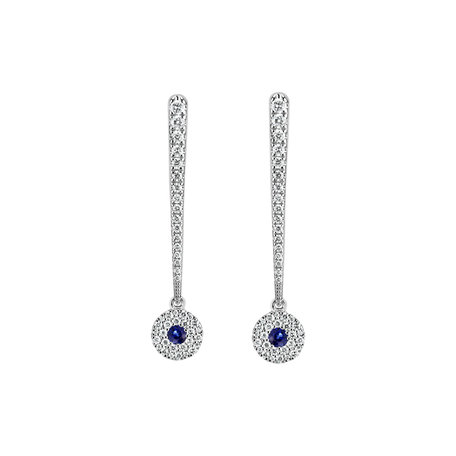 Diamond earrings with Sapphire Sparkling Exclamation