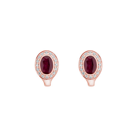 Diamond earrings with Ruby Lucky Ruby