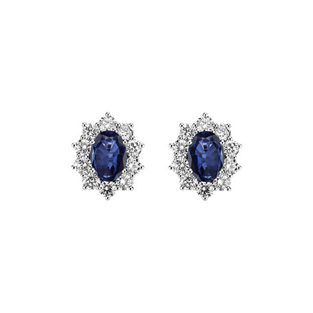 Diamond earrings with Sapphire Princess Joy