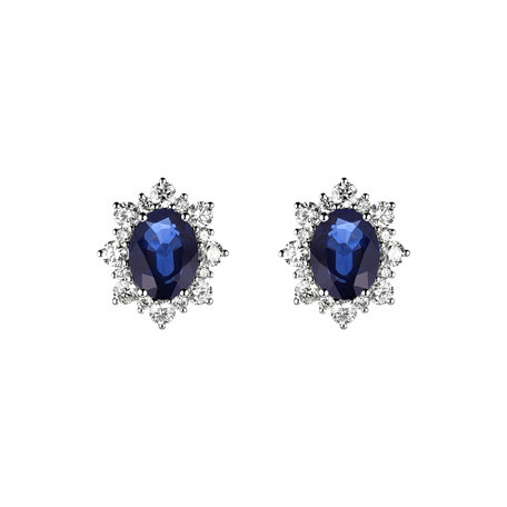 Diamond earrings with Sapphire Royal Aurora