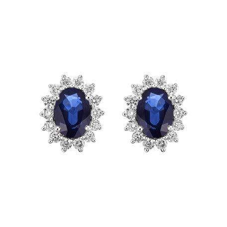 Diamond earrings with Sapphire Princess