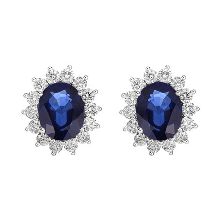 Diamond earrings with Sapphire Princess