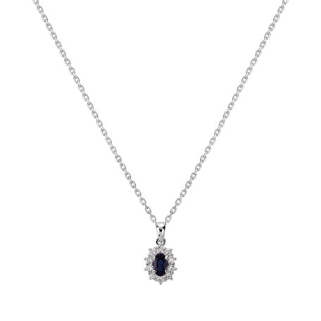 Diamond pendant with Sapphire Princess