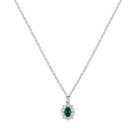 Diamond pendant with Emerald Princess