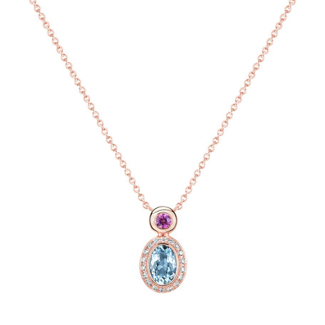 Diamond necklace with Aquamarine and Sapphire Lèpre