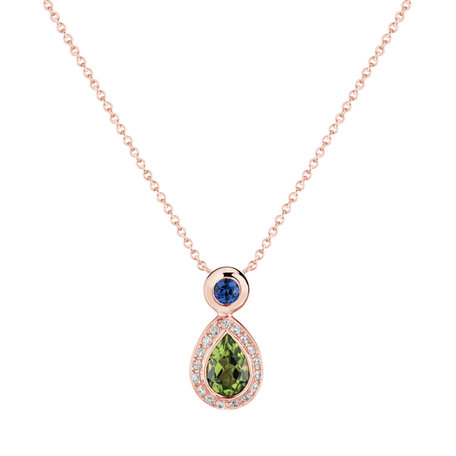 Diamond necklace with Peridote and Sapphire Charme