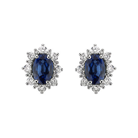 Diamond earrings with Sapphire Princess