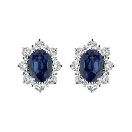 Diamond earrings with Sapphire Princess