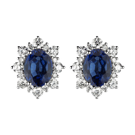 Diamond earrings with Sapphire Princess