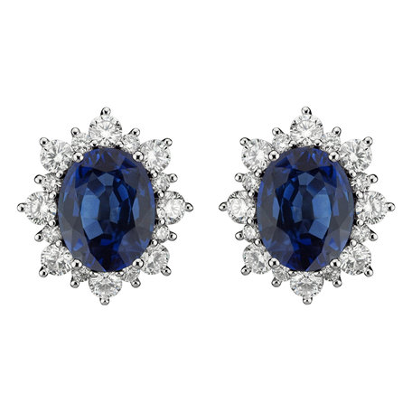 Diamond earrings with Sapphire Princess