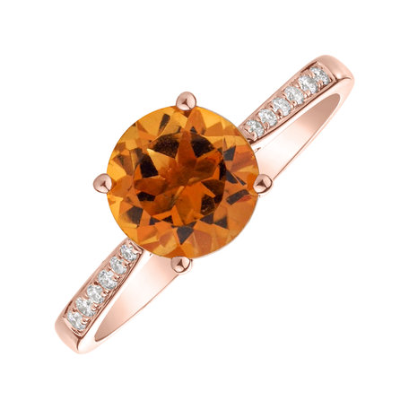 Diamond ring with Citrine Madeira Bonbon