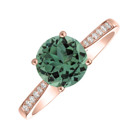 Diamond ring with Tourmaline Tyrkys Bonbon