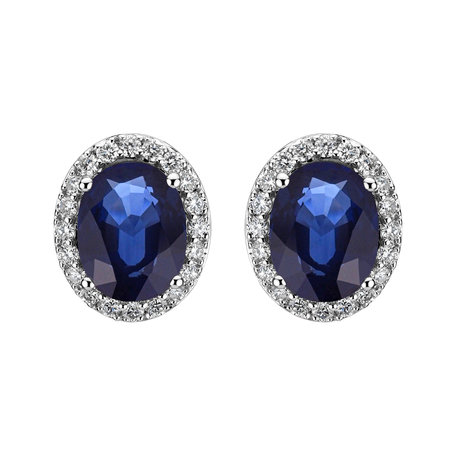 Diamond earrings with Sapphire Princess