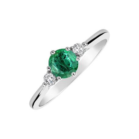 Diamond ring with Emerald Midnight Serenity