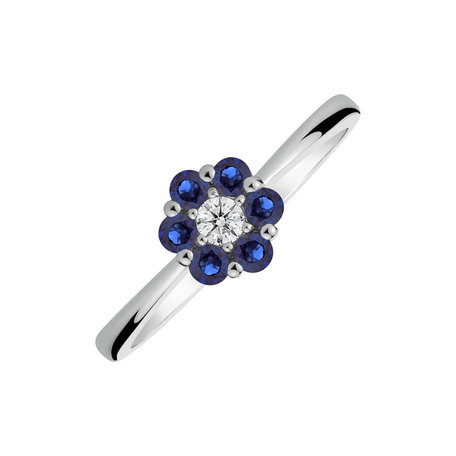 Diamond ring with Sapphire Shiny Flower