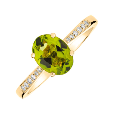 Diamond ring with Peridot Bonbon