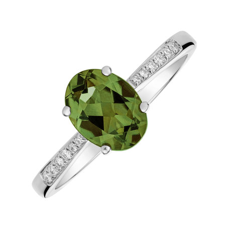 Diamond ring with Tourmaline Green Bonbon