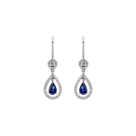 Diamond earrings with Sapphire Midnight Song