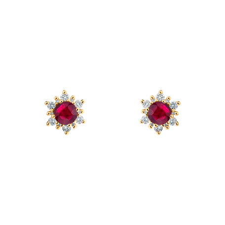 Diamond earrings with Ruby Snow Star