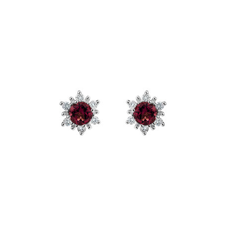 Diamond earrings with Rhodolite Fancy Fairytale