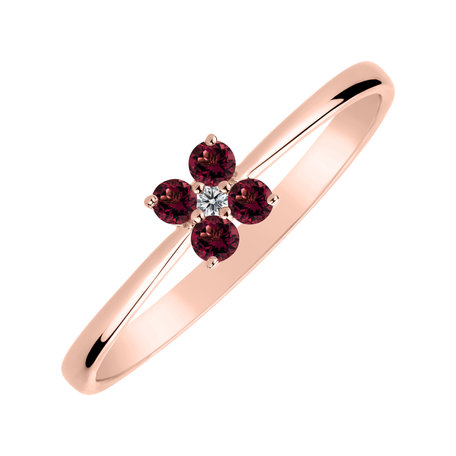 Diamond ring with Rhodolite Divine Bloom