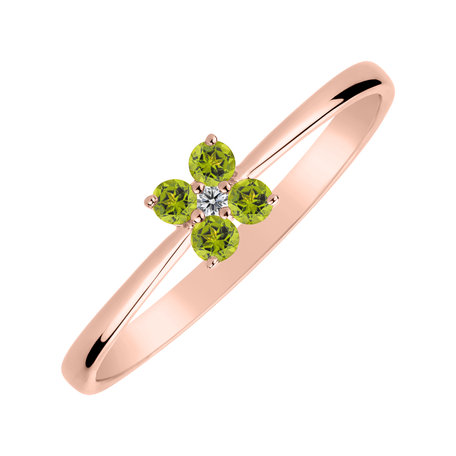 Diamond ring with Peridot Divine Bloom