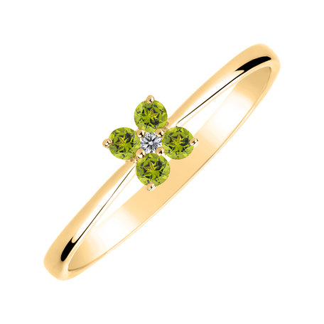 Diamond ring with Peridot Divine Bloom